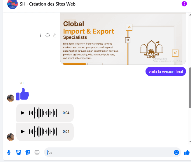 ALCAZART-EXPORT website screenshot